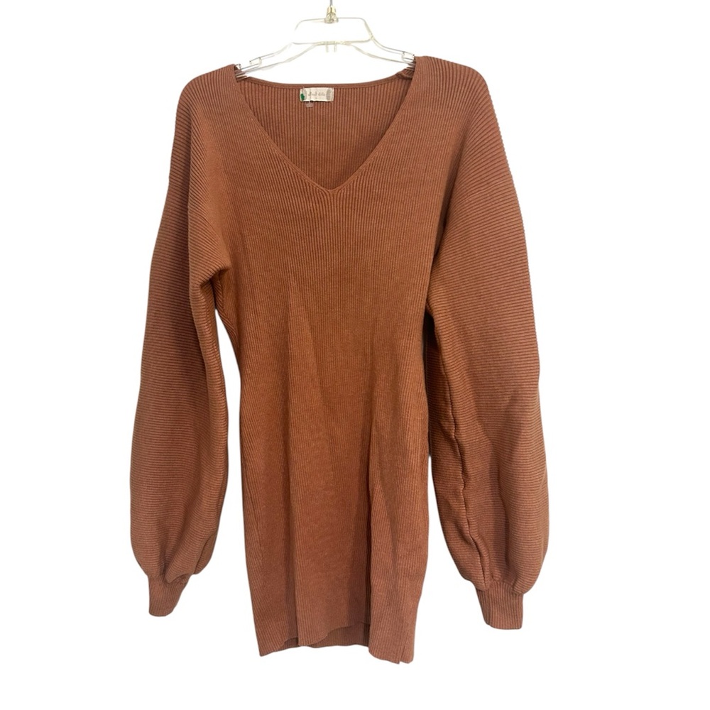 Altar'd State Warm Brown Knit Sweater Dress Women’s Size Large - Picture 2 of 5